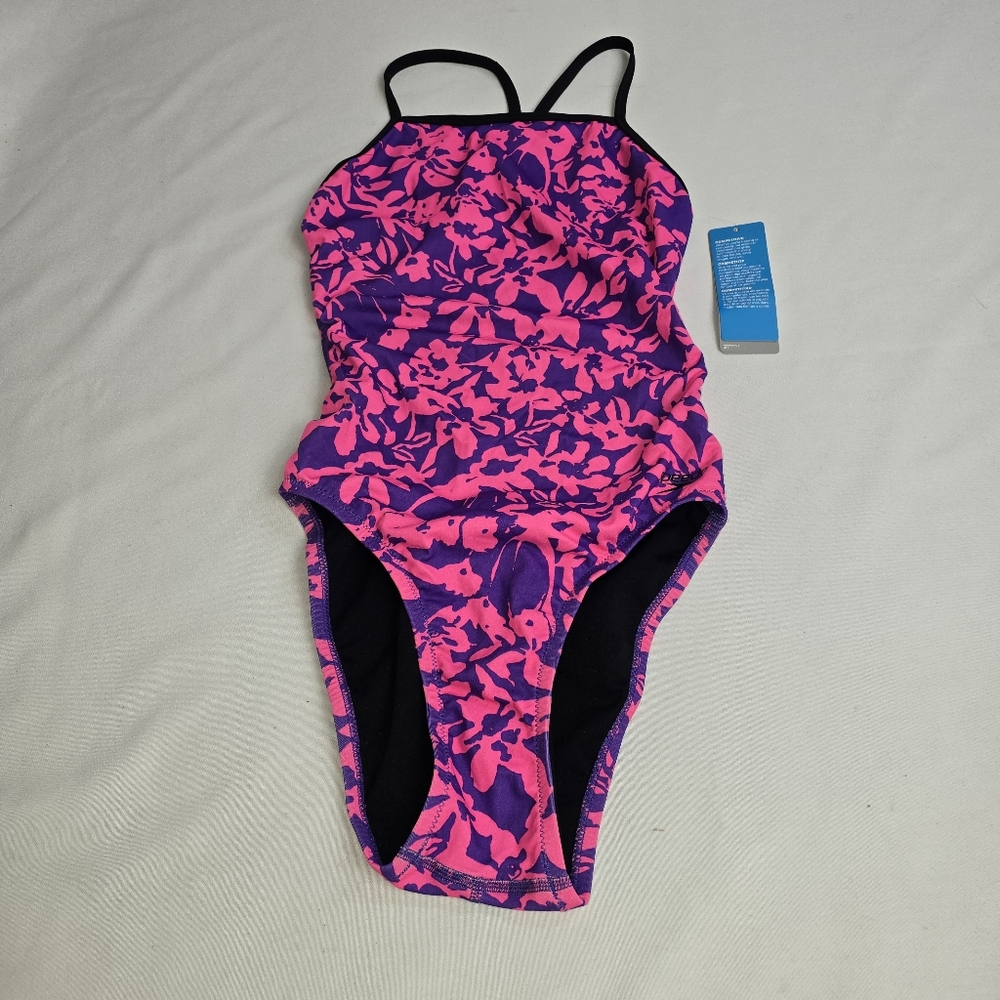 Speedo Pink and Purple Floral One-Piece Swimsuit